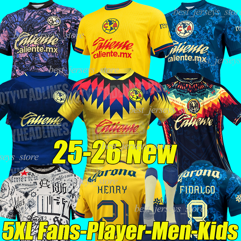 5XL 24/2025/26 Liga MX Club America Soccer Jerseys HENRY RODRIGUEZ AGUIRRE DAVILA DILROSUN ALDES SANCHEZ JUAREZ fans player version me kids kit socks Football Shirt