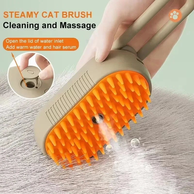 Pet steam brush cat comb massage electric spray felt machine hair removal beauty pet accessories 250318