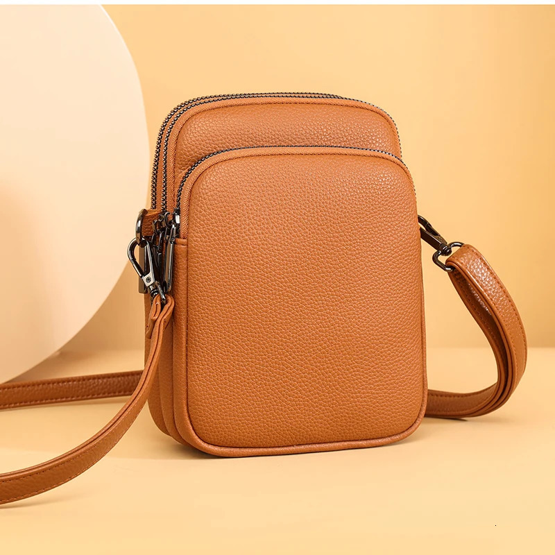 100% Genuine cowhide Womens Leather Mobile Phone Bag Crossbody Bags For Women Bag er Crossbody Bag Messenger Bags Sac 250314