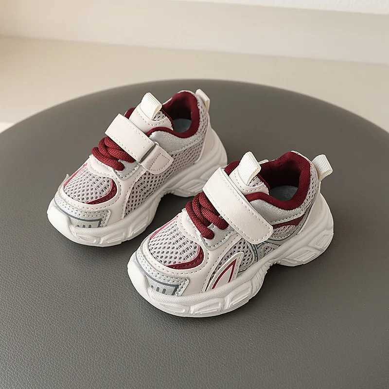 Boys soft and breathable mesh childrens sports shoes for spring and summer 2025 childrens casual sports shoes for boys in khaki and gray W250318
