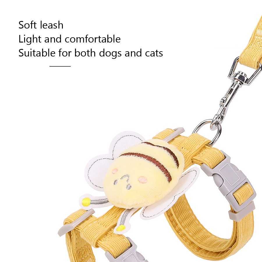 Cute bee adjustable cat harness pet collar used for safe and comfortable outdoor walks for small dogs and catsT250318