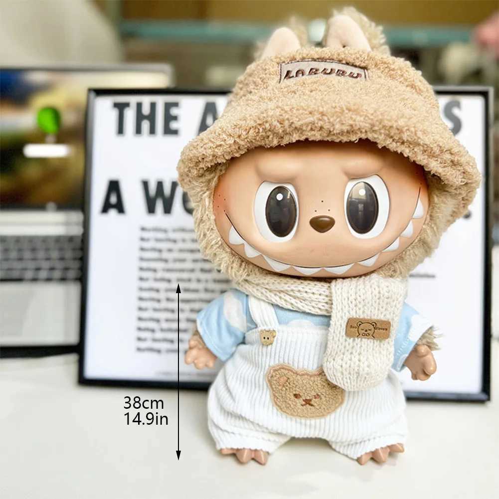 38cm mini doll clothing accessory suitable for Korean K-pop Exo Labubu Idol V1 V2 cloud shirt white belt set Y250318