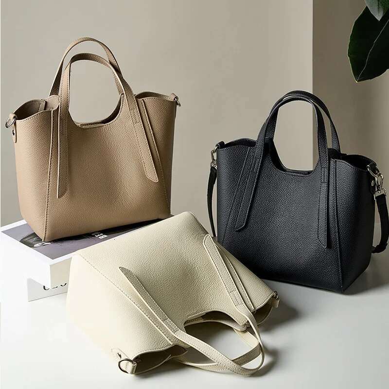 100% Genuine Leather Women Bags Soft Casual Handbag 2024 High Quality Cowhide Satchels Female Simple Shoulder Messenger Bag Gray