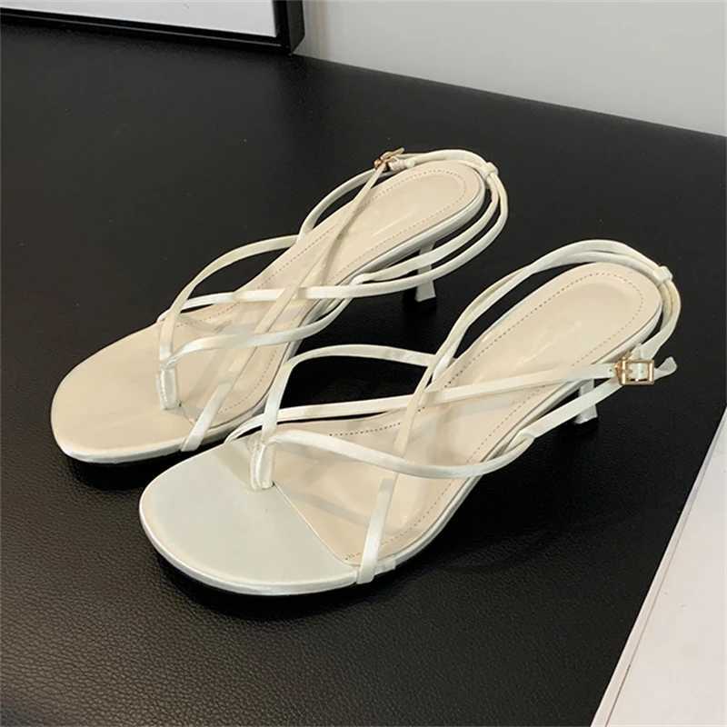 Eilyken Street Style Square Clip Toe Narrow Band Thin H Warm Sandals Summer Womens Casual Shoes Zapatos De Mujer Y250317