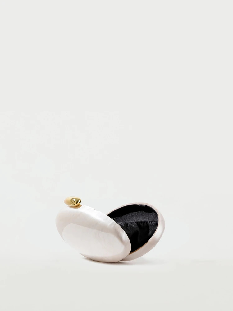 Egg shape Clutch Bag Acrylic purse women wedding evening party cute ivory pearl color purse handbag summer 250318