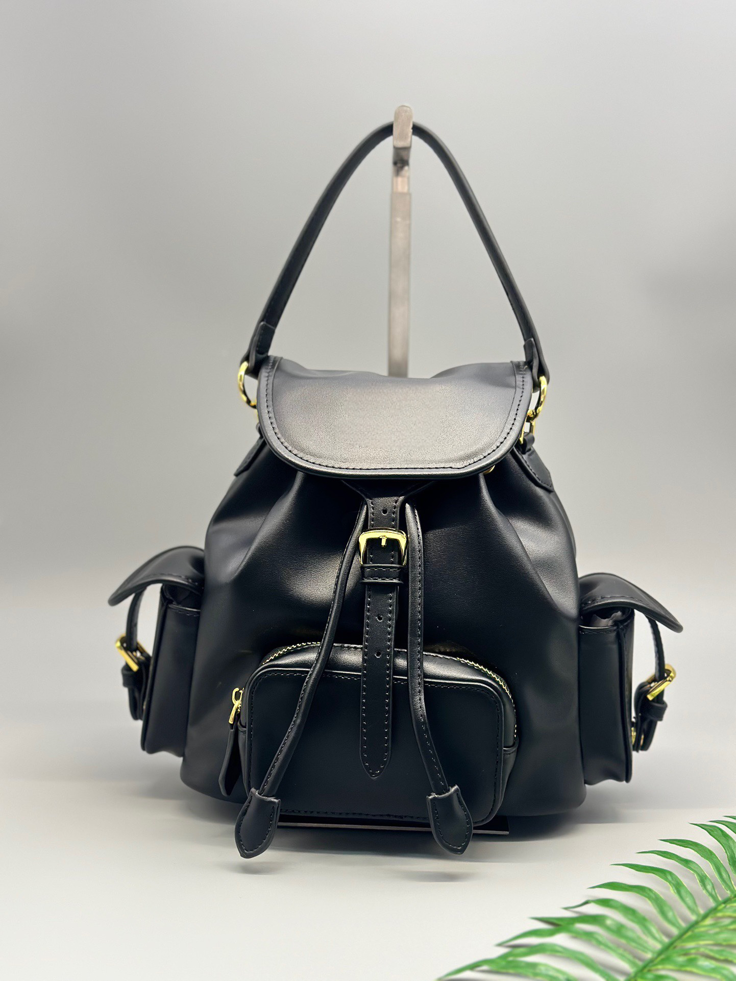 Women: Spring 2025 Contrasting Canvas Military Backpack with Multi-Pockets, Shoulder & Hand Carry