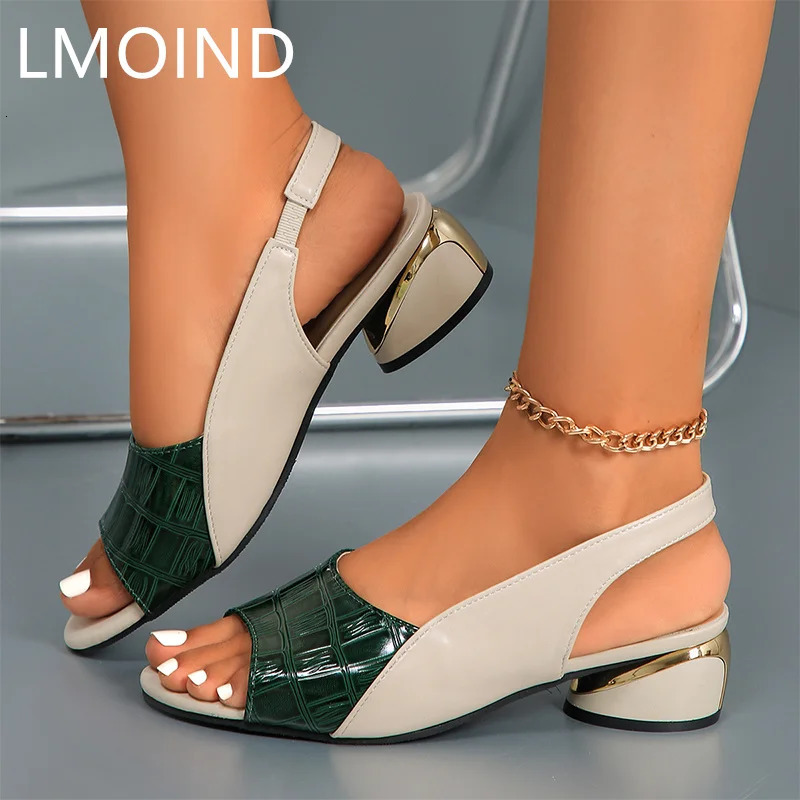 Women Mid Heels Sandals Fashion Dress Chunky Open Toe Shoes Casual er Pumps Classic Femme Zapatos 250317