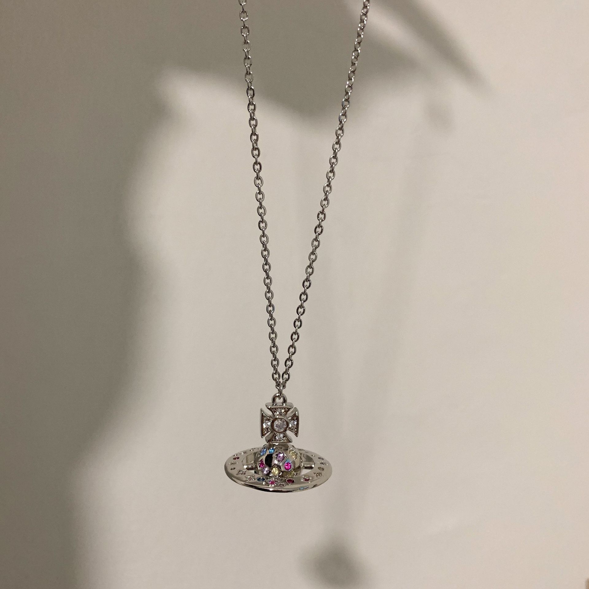 Limited Star Moon Saturn Color Dia Orb Heavy Industry High Difficulty Pendant Rainbow Planet Sweater Chain Male