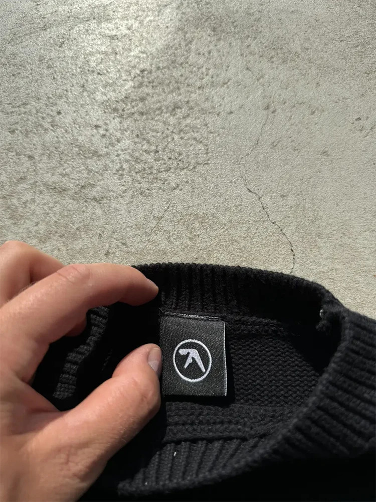 Mens Sweater Y2K Aphex Twin Knit Oversized Pullovers Gothic Jumper Winter Graphic Streetwear Long Sleeve Tops Vintage Clothing 250318