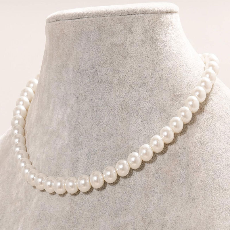 High Highlight Imitation Pearl Necklace Women's 10mm Artificial Pearl Choker Collarbone Chain Jewelry