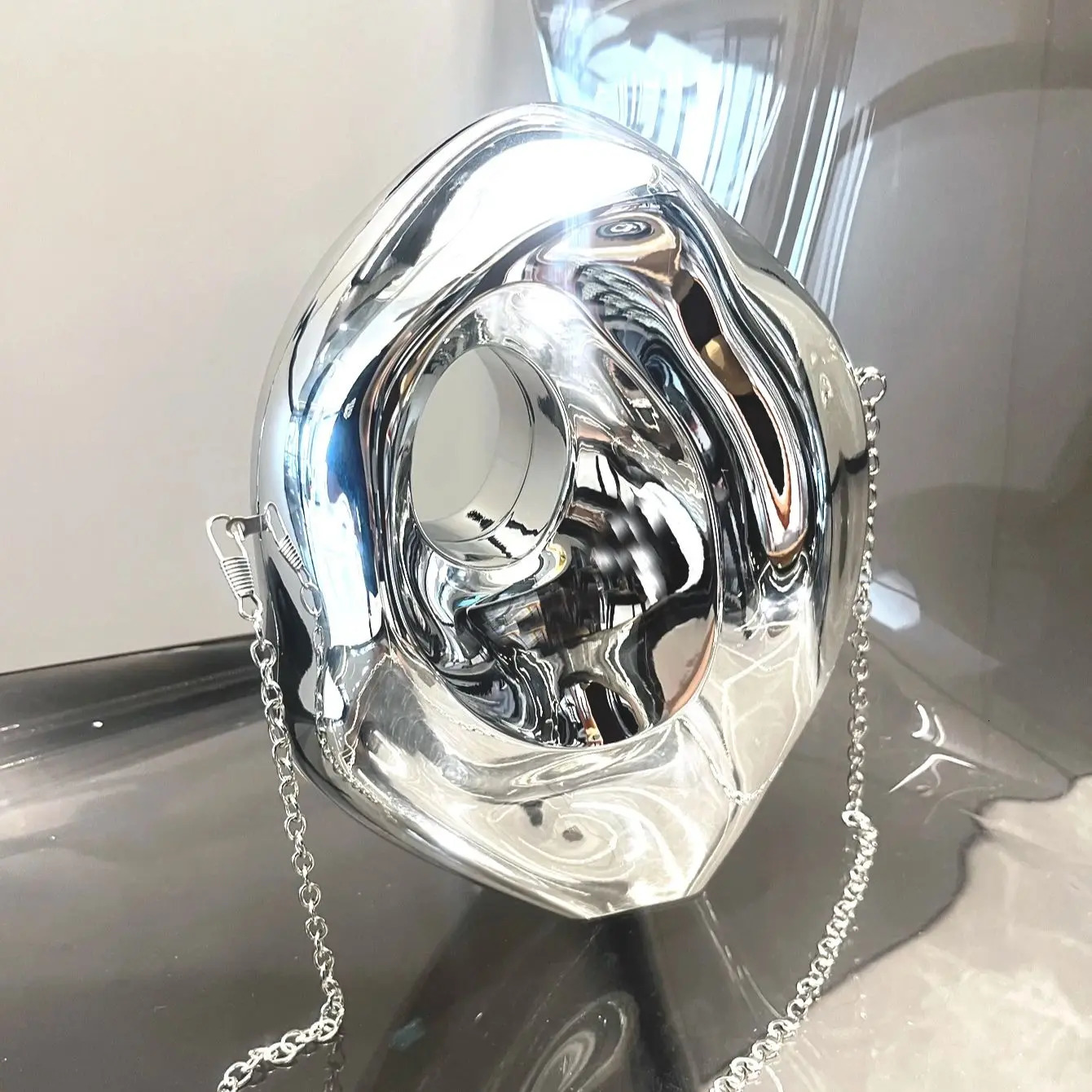 Golden Evening bag Purses and handbag er shoulder bags funny shape Party Wedding Acrylic Shiny Clutch purse 250318