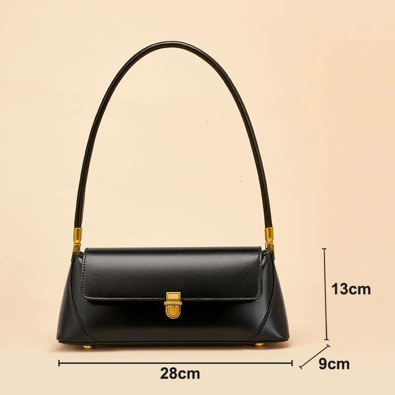 Women's Baguette Designer Genuine Leather Shoulder Bag High Quality Cowhide Vintage Women Handbags Holiday Gifts