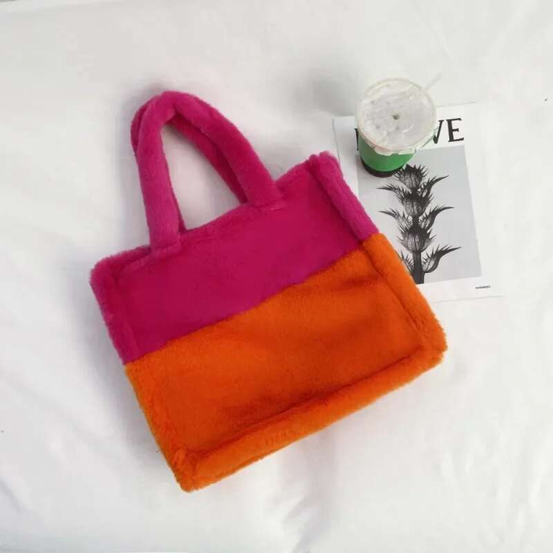 Meet You Fashion Large Capacity Faux Fur Tote Designer Lady Fluffy Soft Plush Shopping Shoulder Bag Warm Winter Sac