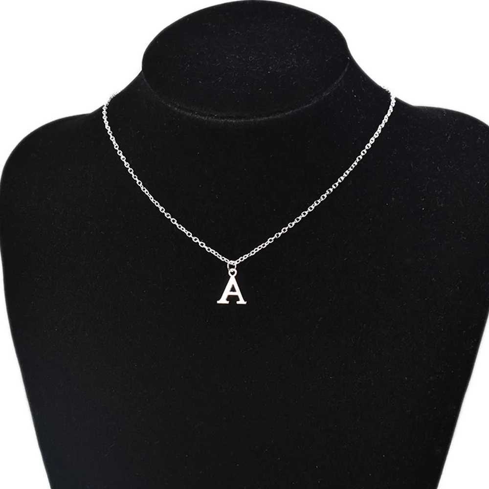 Silver A-Z English letter pendant necklace womens metal jewelry simple initial chain necklace W250318