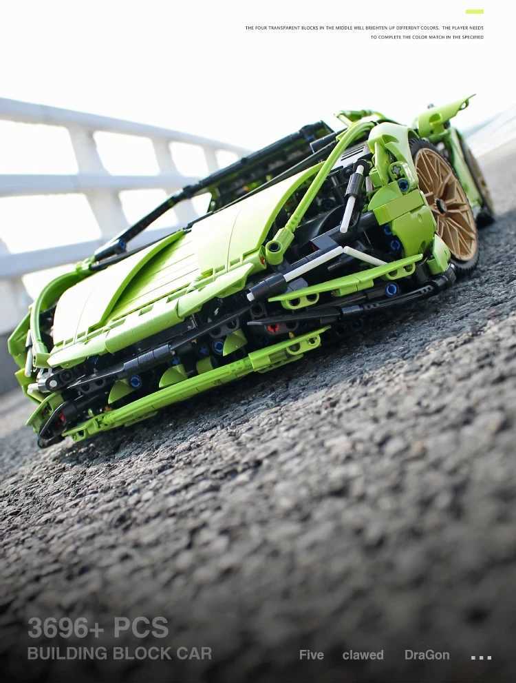 Kalein Green Cow 1 8 Technical Sports Car Model Building Block Mechanical Group Model Toy Moc Home Decoration Boy Birthday Gift W250318