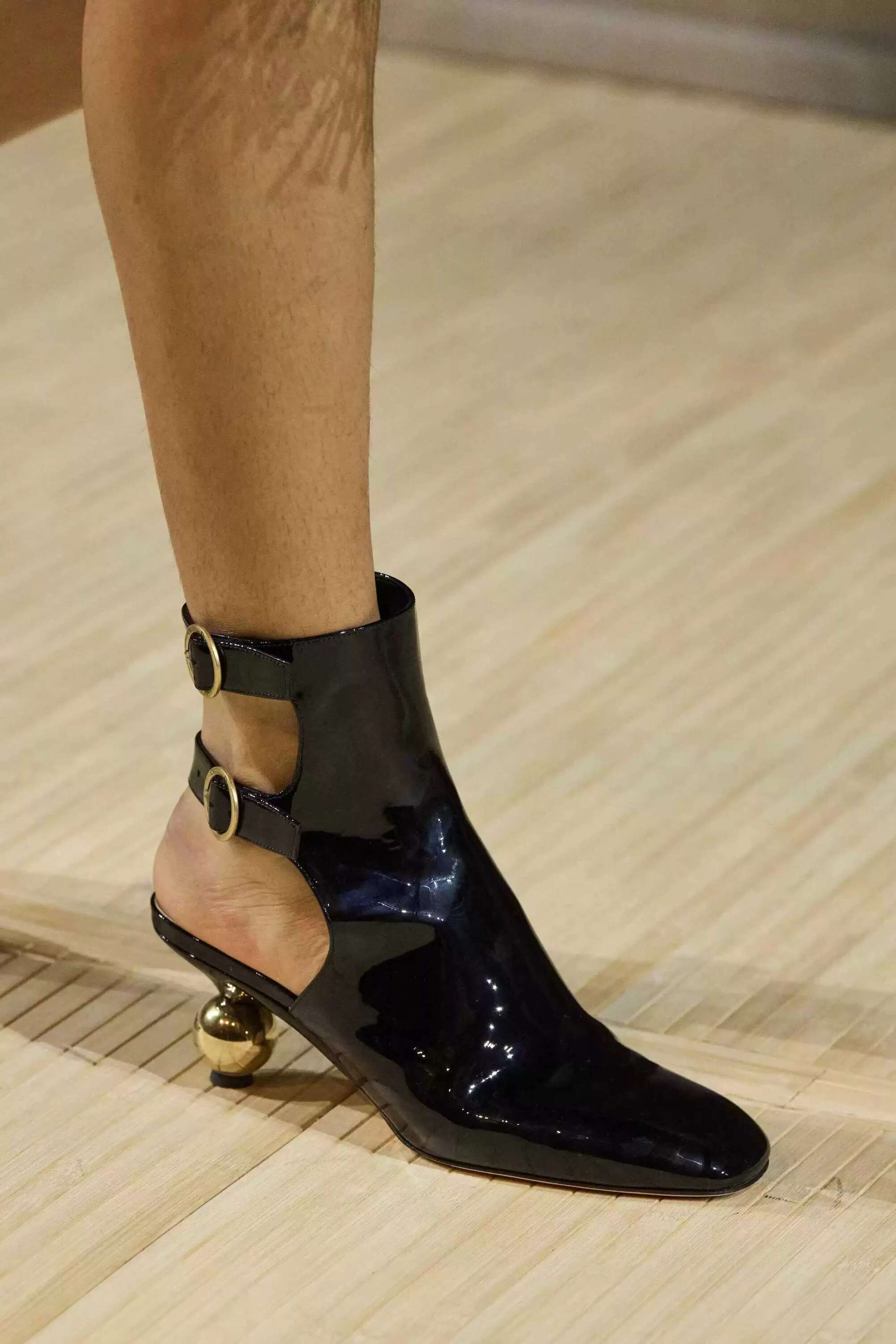 2024 Fall New Runway Strange Style Leather Hollow Out Ankle Boots Designer Round Toe Black Long Boot Women's Shoes