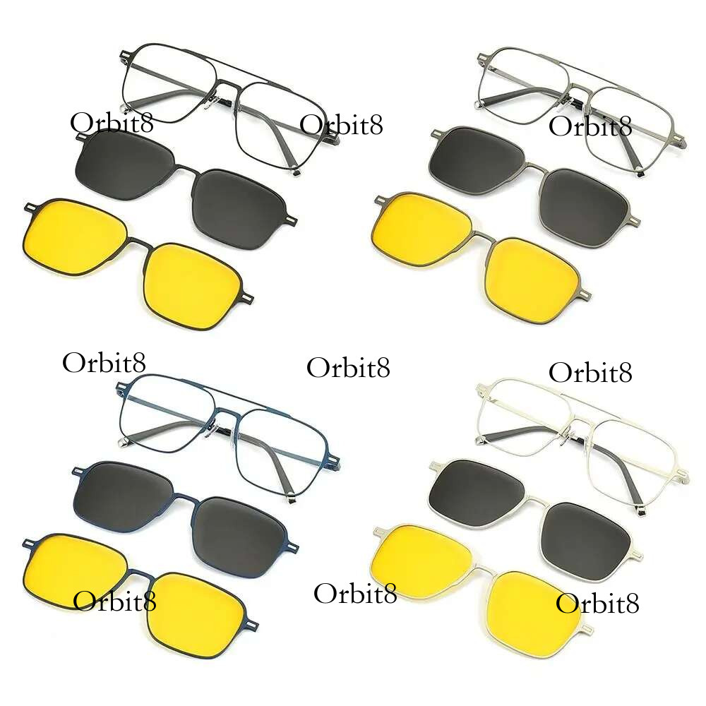 New Style 3 In 1 Eyewear Night Vision Metal Computer Anti Blue Light Glasses Polarized with Magnet Clip on Sunglasses