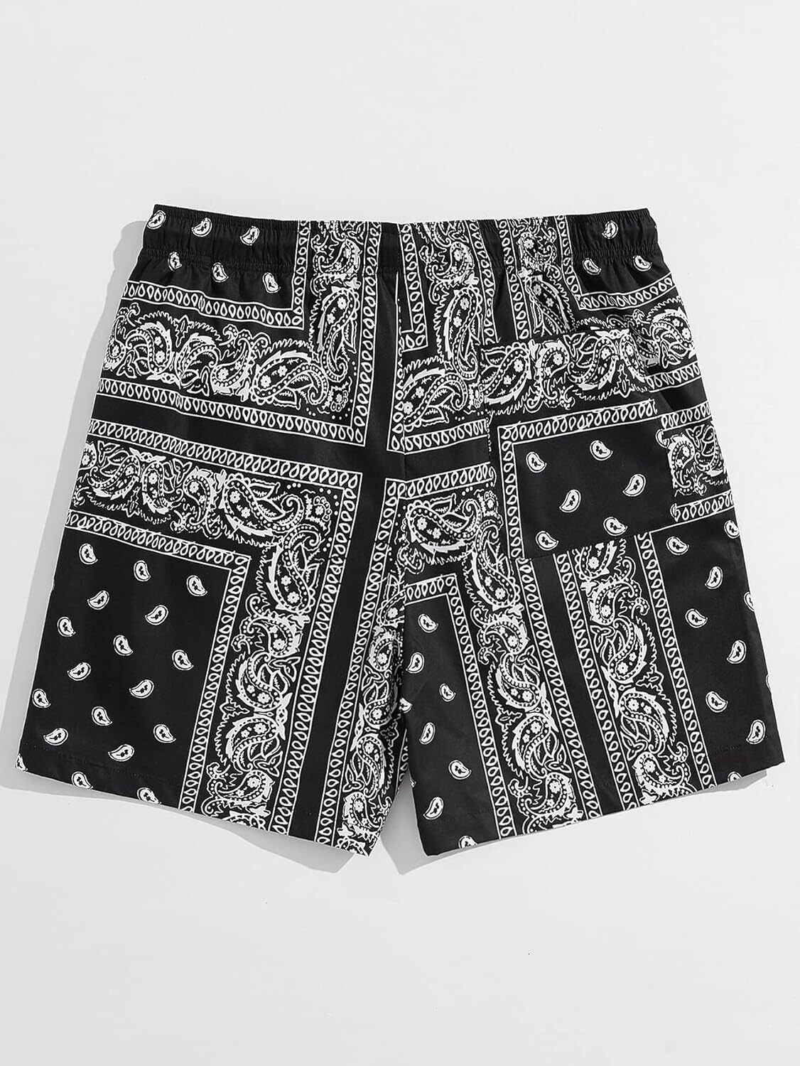 Men's Summer Casual Boho Cartoon Print Elastic Drawstring High Waisted Shorts cool Fashionable printed shorts