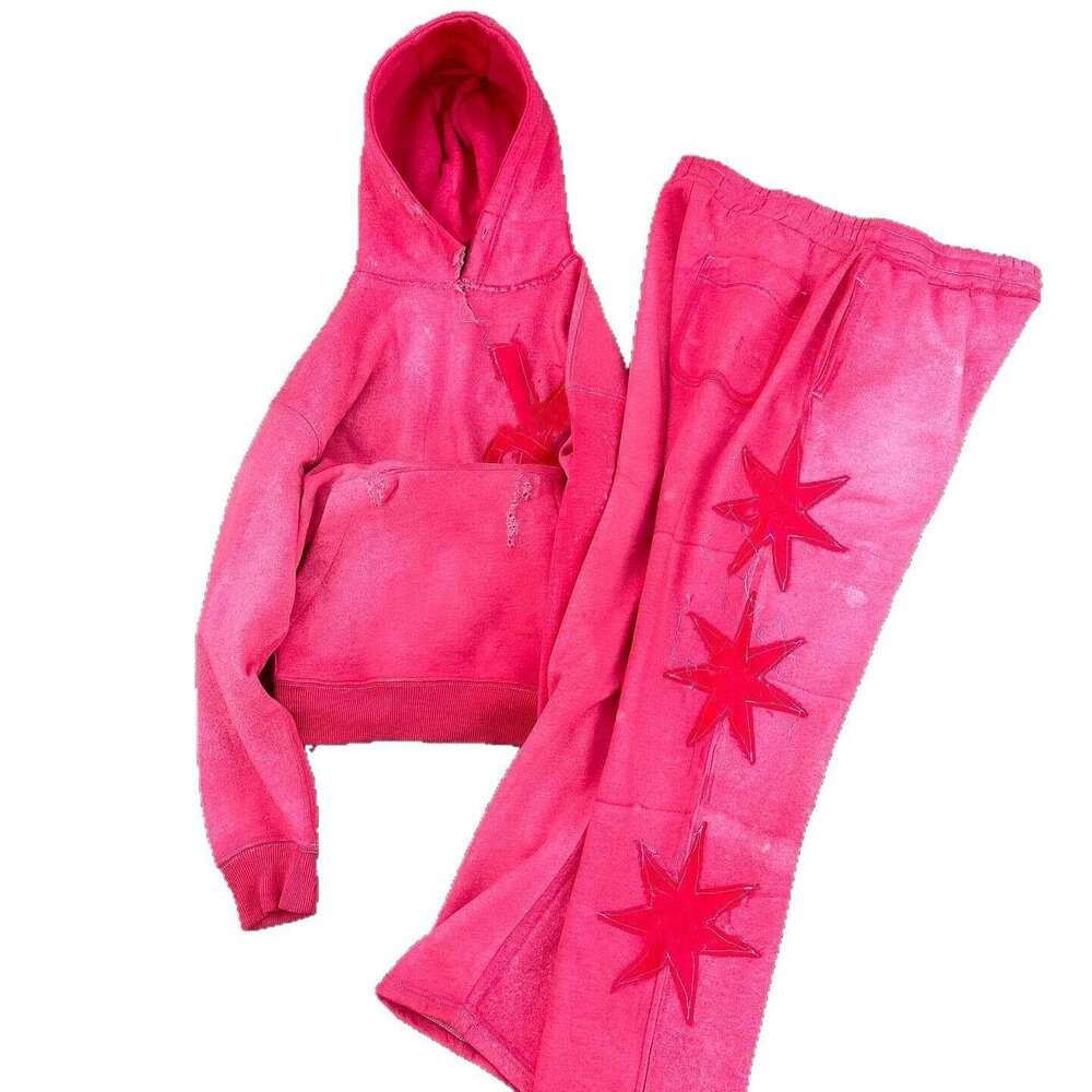 Trendy Men's Sports Two-Piece Men Women, Acid Wash Tracksuit Set For Washing And Aging