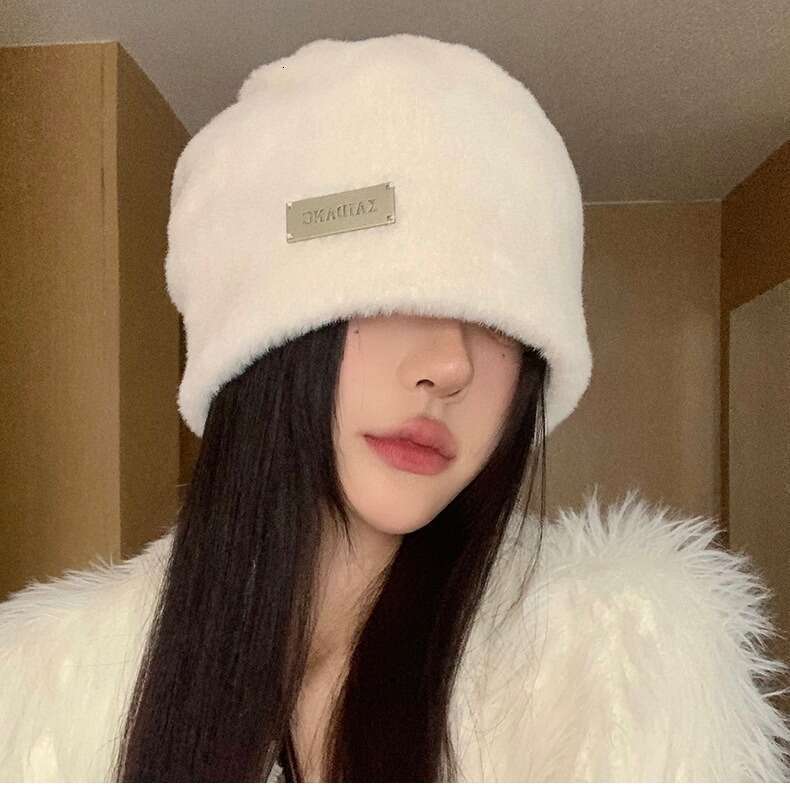 Korean version imitation mink fur pile cap for women, autumn and winter thick warm hood, anti steel standard plush cold hat