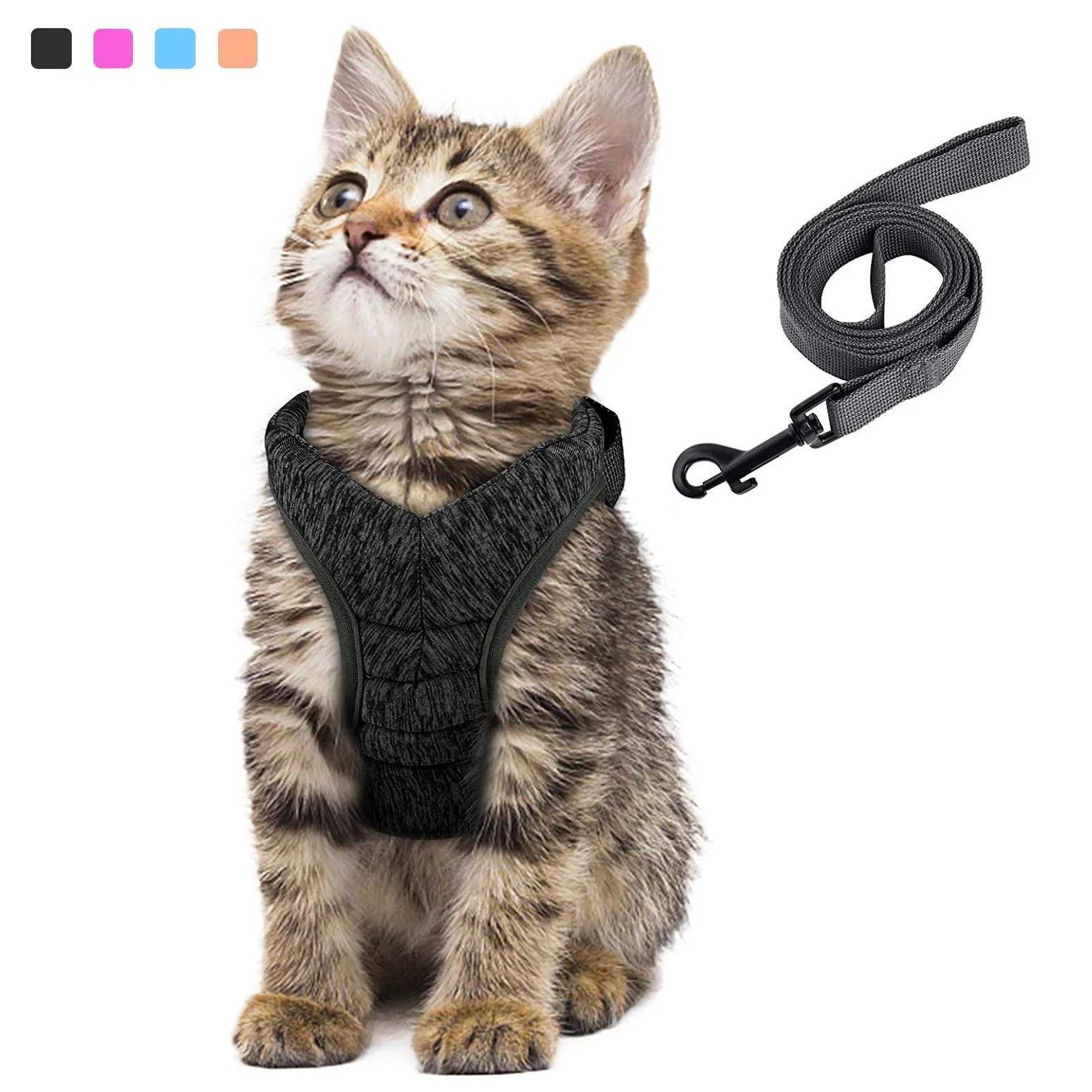 Adjustable Anti-Escape Small Cat Belt Kitten Harness Light Breathable Soft Pet Vest Wiring Harness Traction Belt Kitten WalkingT250318