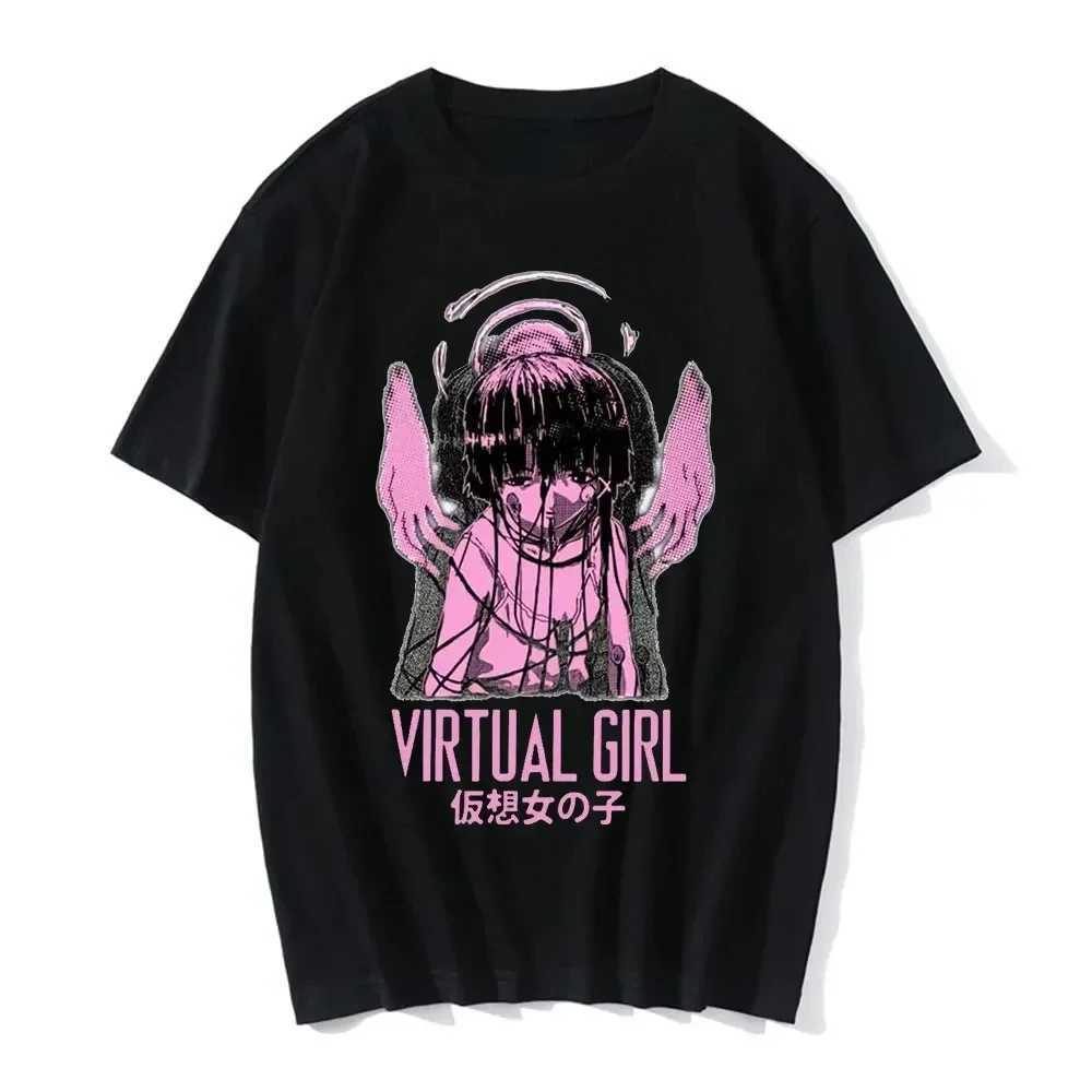 Anime series experiment Lain T-shirt womens graphic T-shirt Iwakura manga girl science fiction short sleeved T-shirt womens top Y2k topXJ250318
