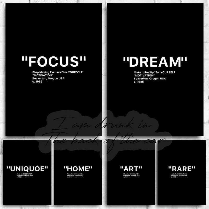 Modern Hype Black and White Minimst Quotes Poster Canvas Prints Motivation Inspired Wall Decor Office Home Room Decoration Y250318