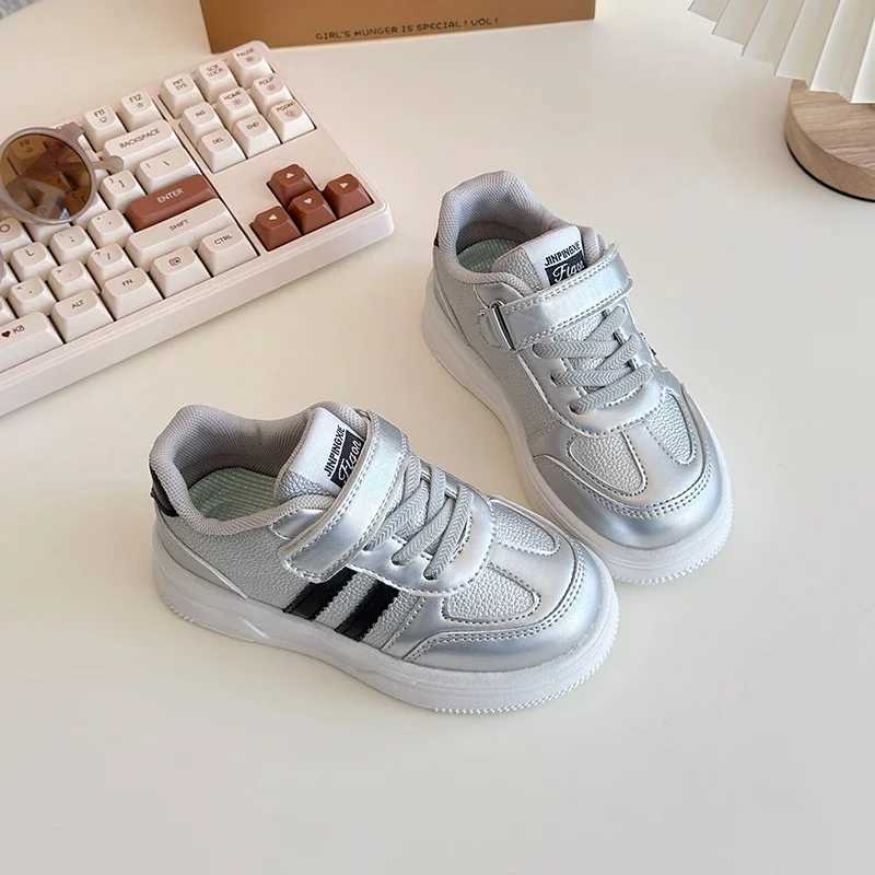 Kid Sneakers Silver Beige Non-slip New Sneakers for Children Boy Fashion Causal Versatile Girls Running Sports Shoes Hook Loop W250318