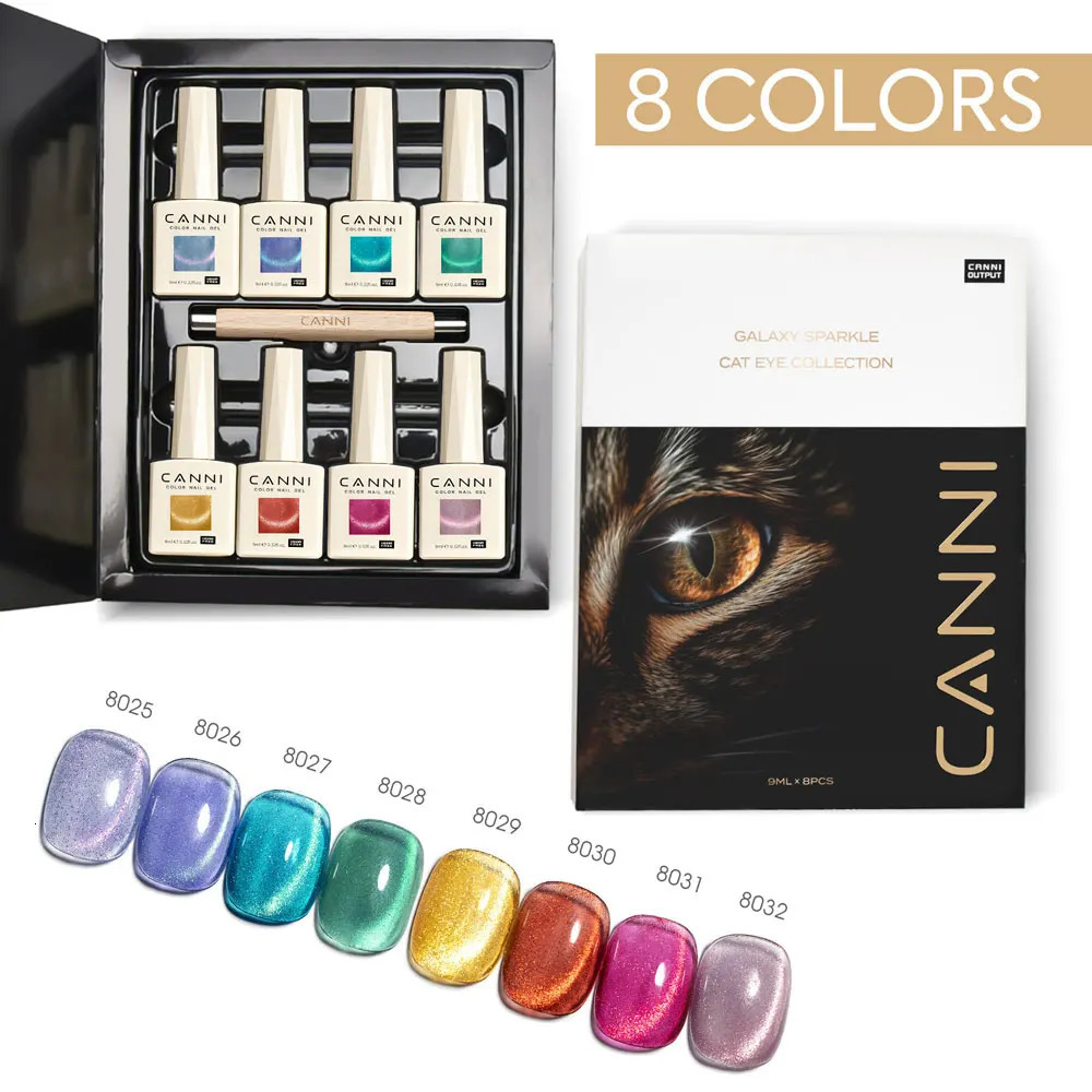 CANNI Glitter Galaxy Cat Eye Nail Gel Polish Kit HEMA FREE Soak Off UV LED Diamond Sparkle Gorgeous Color Semi Permanent Gel 250314