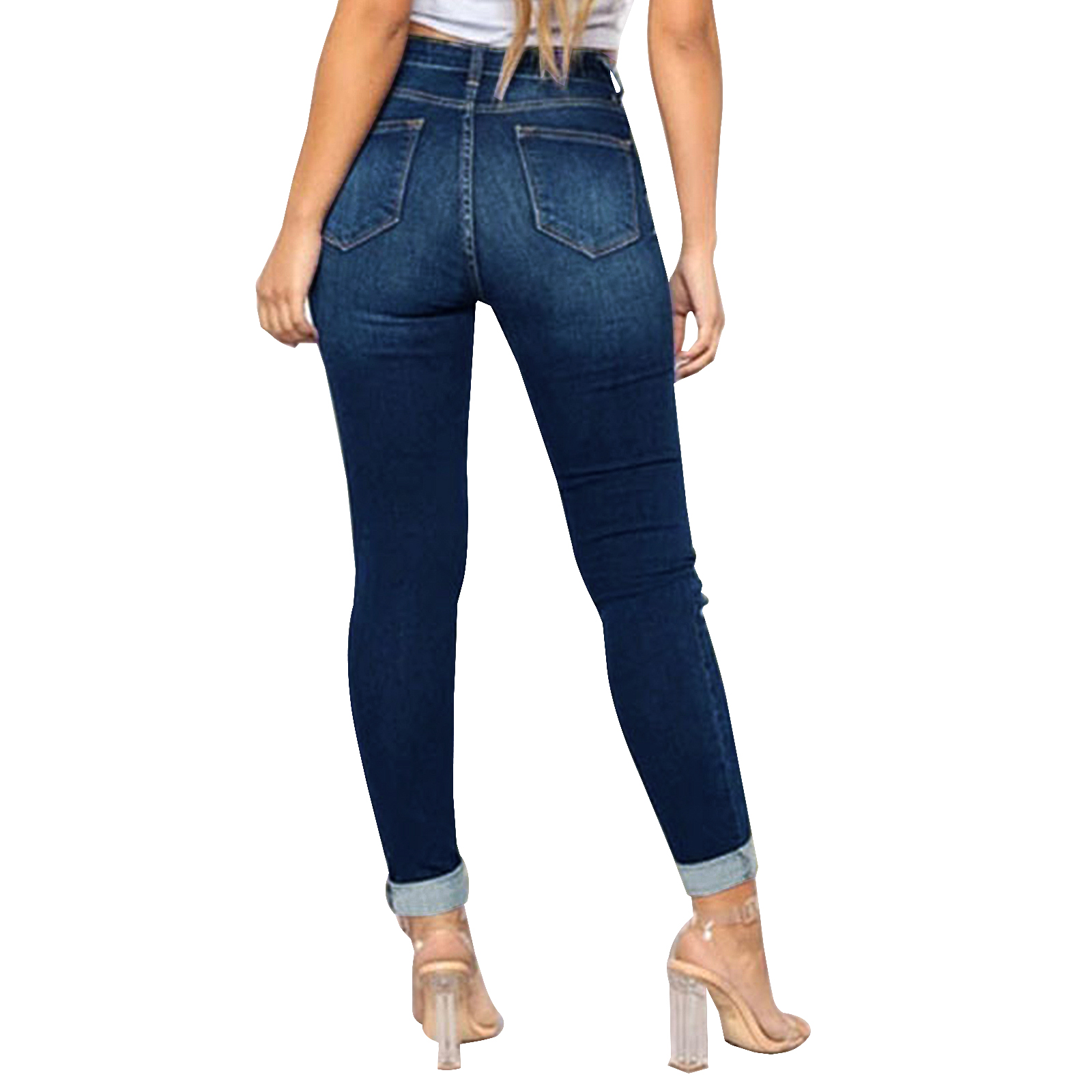 Women's Bottom Waisted Pull On Skinny Straight Fit Flare Denim Bell Jeans
