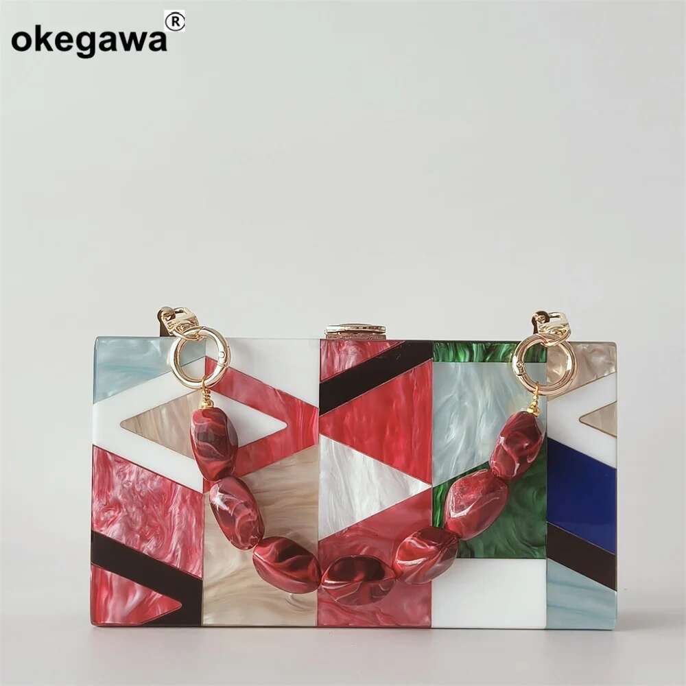 Colorful Geometric Acrylic Box Day Clutches Evening For Women Sac A Main Femme Mini Party Wedding Brand Wallet Purses Bags