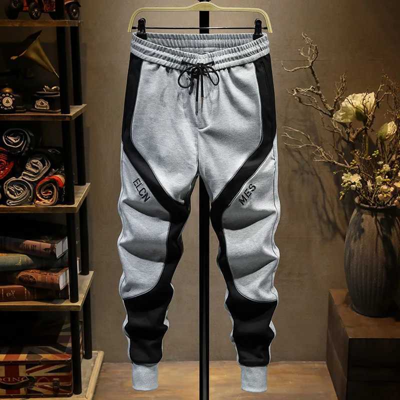 Autumn fashion casual pants mens lightweight fashion slim fit sports pants ankle strap elastic high-end color matching sports pants W250318