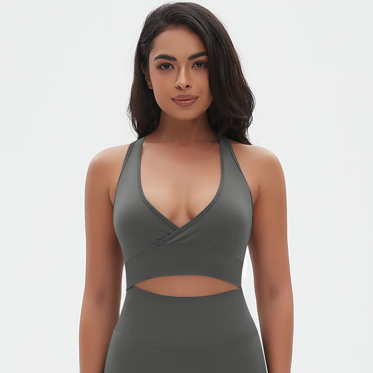 New tracksuit seamless solid color cross sexy back sports bra, running fitness yoga suit, bra for women leggings