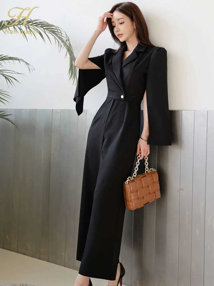 H Han Qun Hot Sale Elegant Casual Office High Waist jumpsuit Summe Business jumpsuit Womens Wide Leg Trouser Pants X250318
