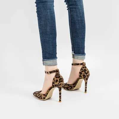 2019 Sexy Leopard Wen Shoes High H 6-10CM Elegant Water Pump Wen Sandals Printed Pointed Toe Luxury Single Shoes Y250317