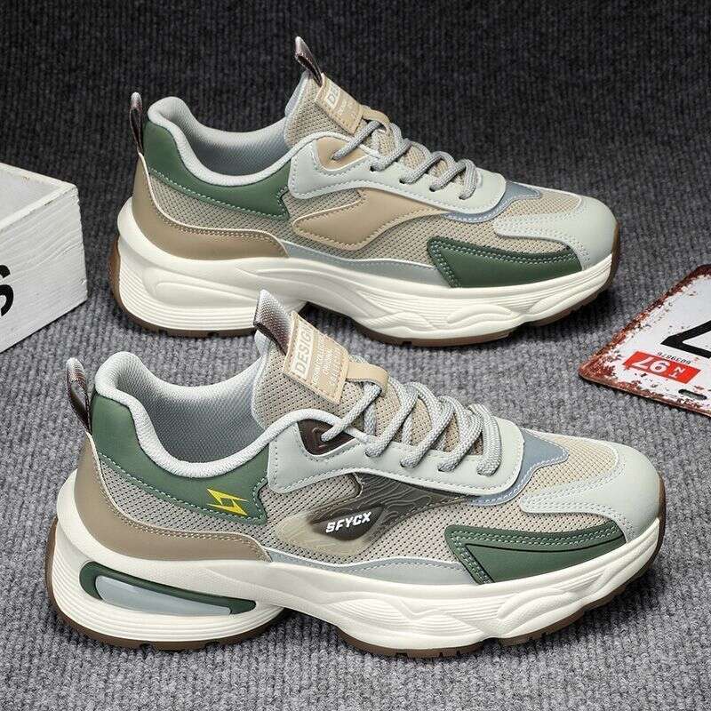 Breathable mesh sports trendy and versatile, thick sole anti slip casual dad shoes, spring new men's shoes
