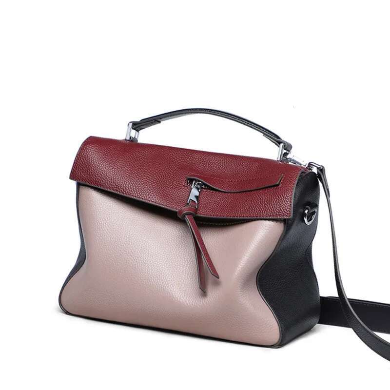 Genuine Leather Satchel Bags For Women Designer Panelled Handbags Female Casual Crossbody 2024 Ladies Shoulder Bag