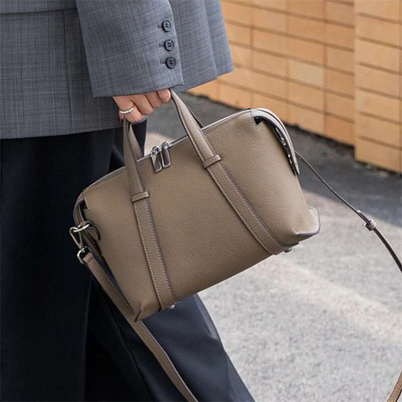Toptrends Cow Genuine Leather Pillow Tote Handbags For Women 2025 Designer Satchel Purses Ladies Shoulder Crossbody Bags