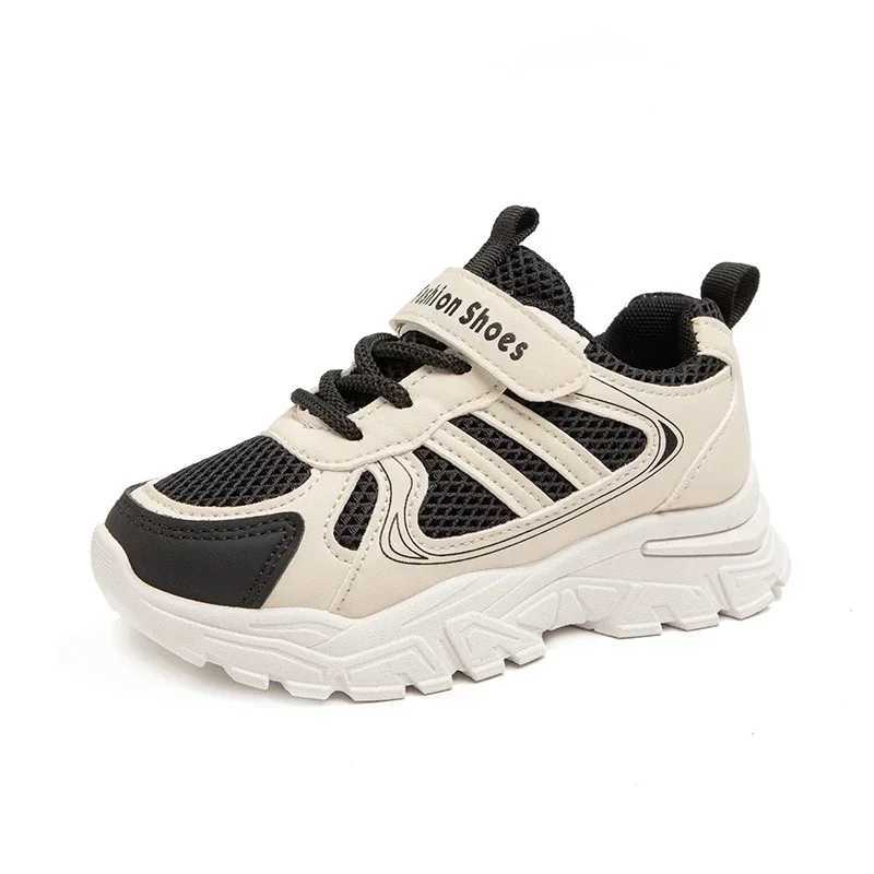 Childrens sports shoes mesh breathable childrens running shoes thick soft sole trend 2024 fashion new student sports shoes hook and loopXJ250318