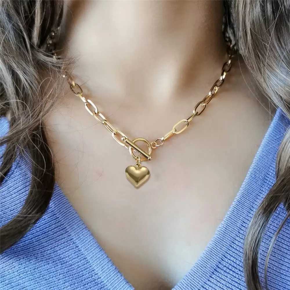 ASONSTEEL Romantic Heart Pendant Necklace Suitable for Women High Quality Gold Stainless Steel Metal Fashion Valentines Day Gift W250318