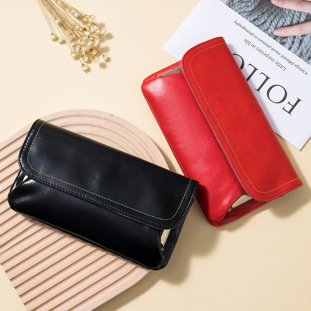 Leather phone wallet handbag wax cowhide coin wallet lipstick earplugs pocket clip 250317