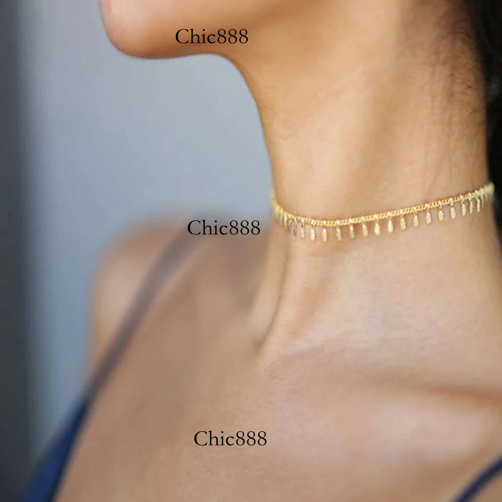 Fashion Gold Color Tassel Pendant Chain For Women Bohemia Punk Short Choker Necklace Jewelry Accessories