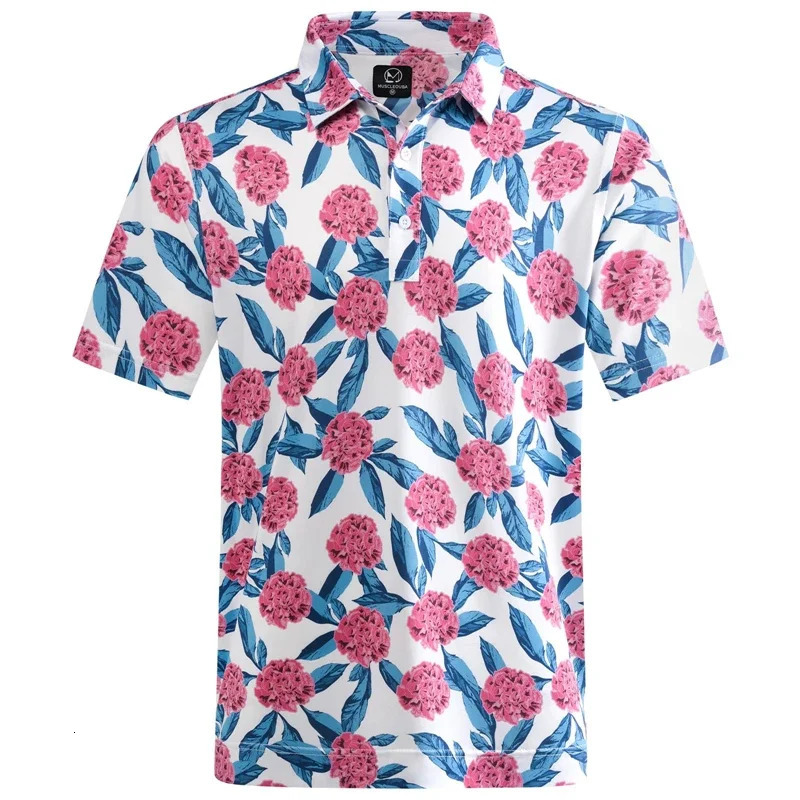 Hawaiian Plants Polo Shirt Man Summer 3D Print Leaves Flower Short Sleeve Golf Polo Shirts Oversized Street Tops T-Shirt Clothes 250318