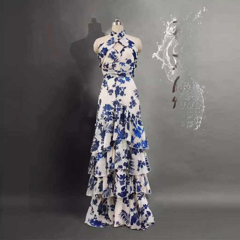 Summer European American Bohemian Vacation Strap Lolita Large Swing Skirt Printed Dress 2025 New Style Elegant and Unique Clothing