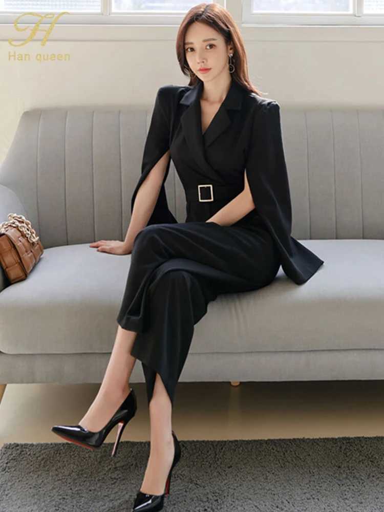 H Han Qun Hot Sale Elegant Casual Office High Waist jumpsuit Summe Business jumpsuit Womens Wide Leg Trouser Pants X250318
