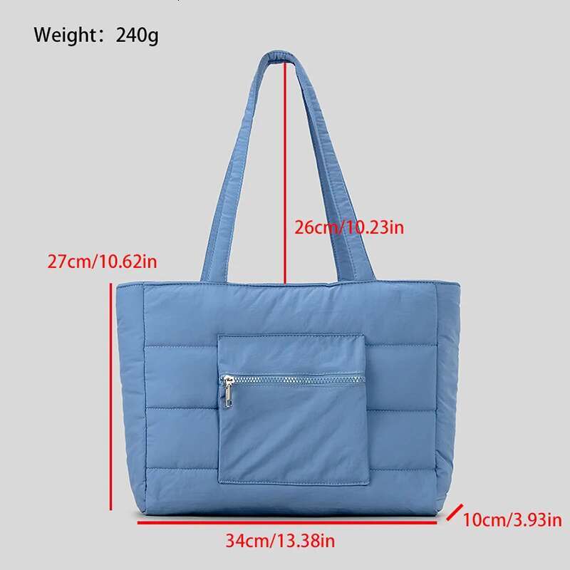 Custom Handbag Manufacturer Fashion Light Weight Padded Down Cotton Soft Quilt Nylon Puffer Tote Bag For Women Shopping