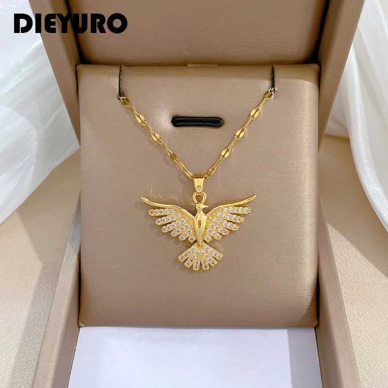 DIEYURO 316L StainlESS Steel Phoenix Pendant Necklace for Female Girls 2023 New Trend Necklace Chain Jewelry Gift Party W250318