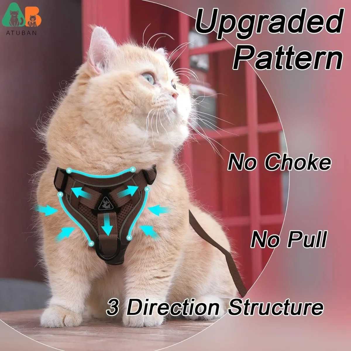 Cat harness and belt set suitable for small to large cats adjustable cat vest reflective accessories universal cat harness and beltT250318