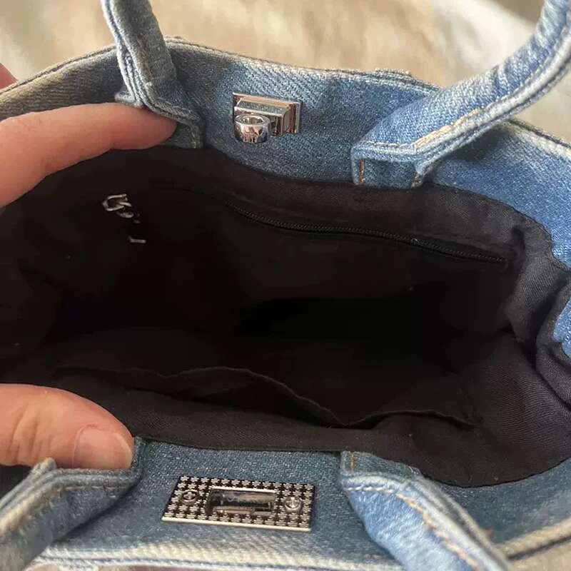 New Designer Bag Jeans Handbag Washed Old Blue Jeans Shoulder Bag Retro Multifunctional Platinum Women's Bag Niche Personalized Design