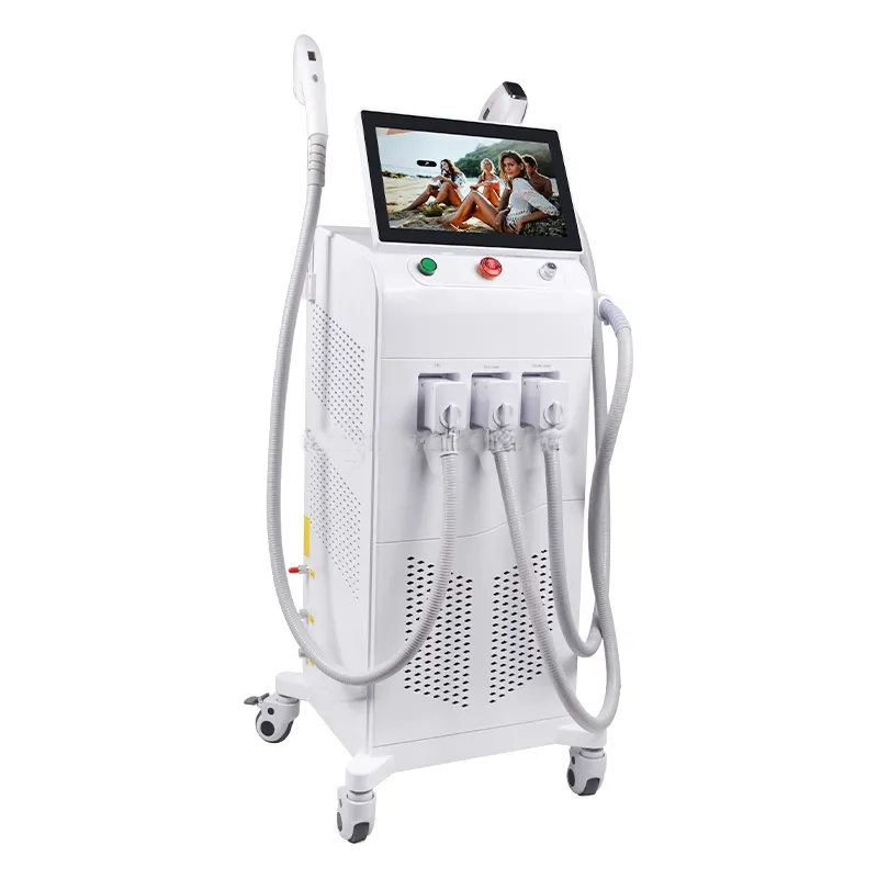 Diode Laser Ice Titanium Hair Removal 3 in 1 Titanium Ice Platinum Diode 755 808 1064nm 3 Wavelength Laser ND YAG Machine Painless Hair Removal